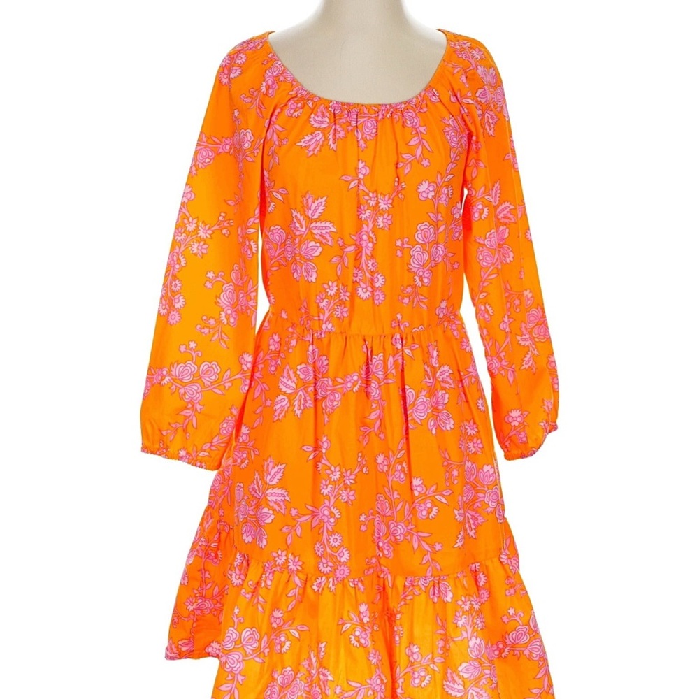 J. Crew Orange Pink Floral Tiered